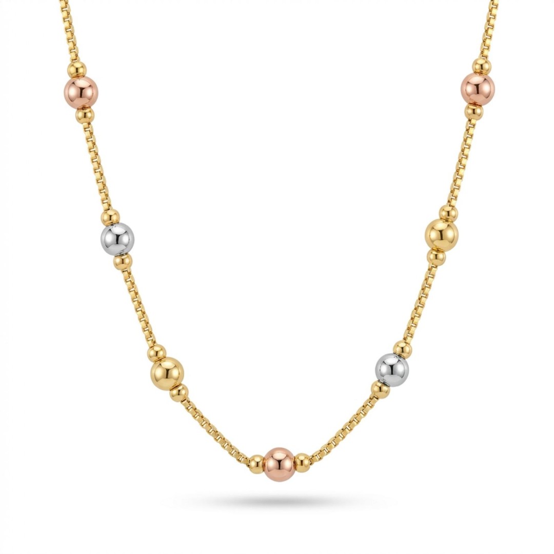 COLAR TRÊS CORES CHOKER PEQUENO OURO FOLHEADO :: Baummer Semijoias